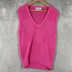 Vintage Attitude Patchwork Knit Sweater Vest Womens Medium Pink Coquette